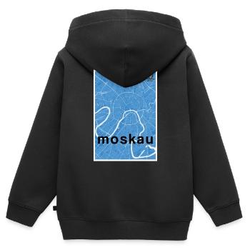 Moscou hipster carte de la ville bleu - Sweat Premium à capuche zippé enfant bio - noir - Dos - AI Model Kid Male (0cm)