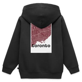 Toronto Hipster Stadt Karte rot - Kinder Premium Organic Zip Hoodie - Schwarz - Hinten - AI Model Kid Male (0cm)