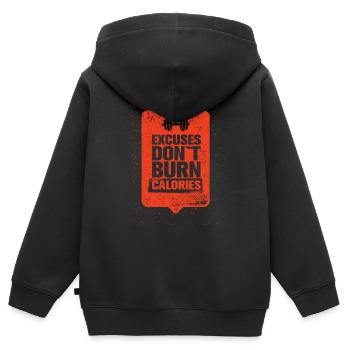 Entschuldigungen verbrennen keine Kalorien - Kinder Premium Organic Zip Hoodie - Schwarz - Hinten - AI Model Kid Male (0cm)
