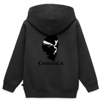 corsica corse - Sweat Premium à capuche zippé enfant bio - noir - Dos - AI Model Kid Male (0cm)