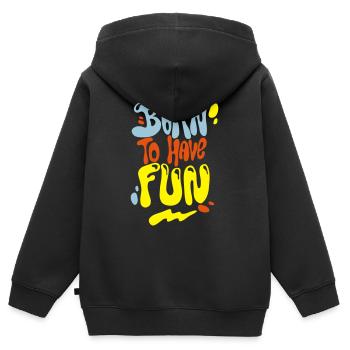 Né à avoir du plaisir - Sweat Premium à capuche zippé enfant bio - noir - Dos - AI Model Kid Male (0cm)