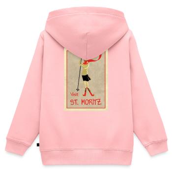 Vintage Retro Reise Plakat St Moritz - Kinder Premium Organic Zip Hoodie - Rosa - Hinten - AI Model Kid Female (0cm)