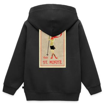 Vintage Retro Reise Plakat St Moritz - Kinder Premium Organic Zip Hoodie - Schwarz - Hinten - AI Model Kid Male (0cm)