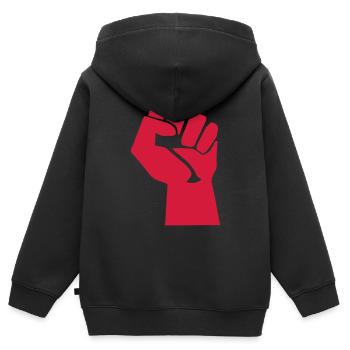revolution symbol vintage sign fun fist Faust - Kinder Premium Organic Zip Hoodie - Schwarz - Hinten - AI Model Kid Male (0cm)