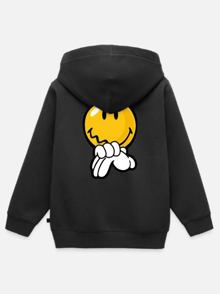Smiley Anger Vengeful - Kinder Premium Organic Zip Hoodie - Schwarz