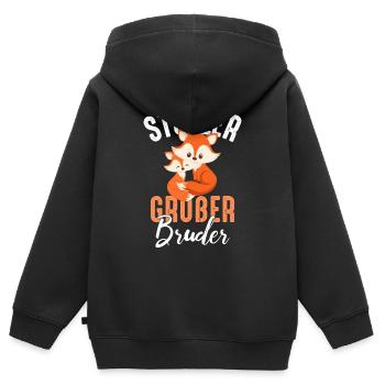 Stolzer großer Bruder Geschwister Füchse Baby Kind - Kinder Premium Organic Zip Hoodie - Schwarz - Hinten - AI Model Kid Male (0cm)