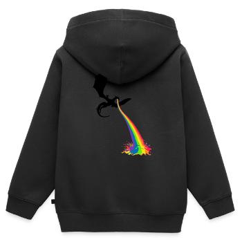 Regenbogen-Drache - Kinder Premium Organic Zip Hoodie - Schwarz - Hinten - AI Model Kid Male (0cm)