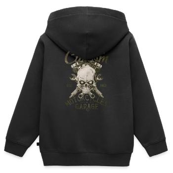 custom motorcycles garage - Kids Premium Organic Zip-up Hoodie - black - Back - AI Model Kid Male (0cm)