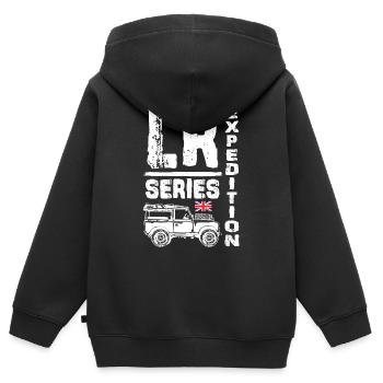 Landy Series Expedition - Kinder Premium Organic Zip Hoodie - Schwarz - Hinten - AI Model Kid Male (0cm)