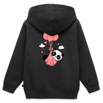 Pandajunges in den Wolken - Kinder Premium Organic Zip Hoodie - Schwarz - Hinten - AI Model Kid Male (0cm)
