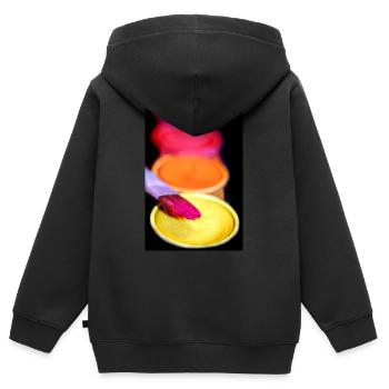 Malerei - Kinder Premium Organic Zip Hoodie - Schwarz - Hinten - AI Model Kid Male (0cm)