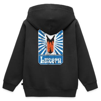 Luzerne - Sweat Premium à capuche zippé enfant bio - noir - Dos - AI Model Kid Male (0cm)