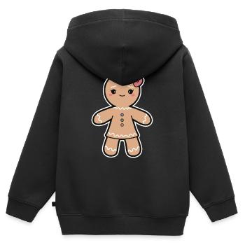 Lebkuchen Frau - Kinder Premium Organic Zip Hoodie - Schwarz - Hinten - AI Model Kid Male (0cm)