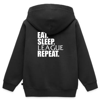 Eat Sleep League Wiederholung - Kinder Premium Organic Zip Hoodie - Schwarz - Hinten - AI Model Kid Male (0cm)