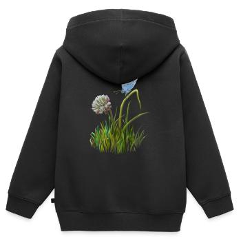 Schmetterling und Klee - Kinder Premium Organic Zip Hoodie - Schwarz - Hinten - AI Model Kid Male (0cm)
