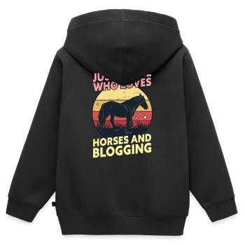 Just A Girl Who Loves Horses And Blogging - Kids Premium Organic Zip-up Hoodie - black - Back - AI Model Kid Male (0cm)