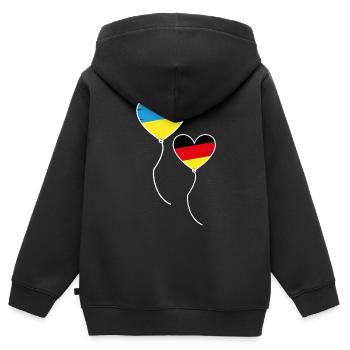 Ballon Herz Deutschland Ukraine Frieden Peace - Kinder Premium Organic Zip Hoodie - Schwarz - Hinten - AI Model Kid Male (0cm)
