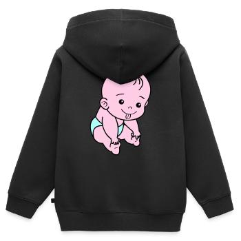 Bébé - Sweat Premium à capuche zippé enfant bio - noir - Dos - AI Model Kid Male (0cm)