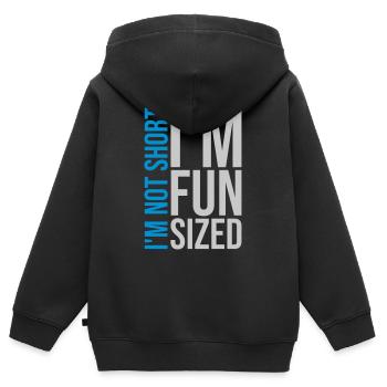 Pas court taille amusante - Sweat Premium à capuche zippé enfant bio - noir - Dos - AI Model Kid Male (0cm)