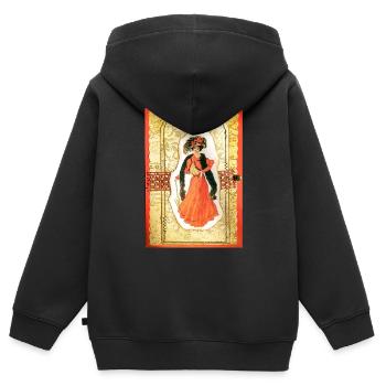 Lady Orange victorienne - Sweat Premium à capuche zippé enfant bio - noir - Dos - AI Model Kid Male (0cm)