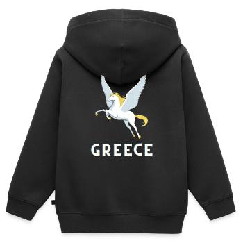 Grèce mythologie pégase vacances voyage - Sweat Premium à capuche zippé enfant bio - noir - Dos - AI Model Kid Male (0cm)