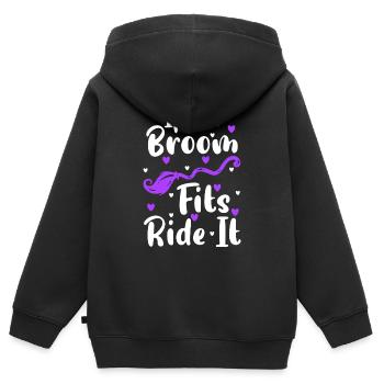 Hexerei Besen Walpurgisnacht - Kinder Premium Organic Zip Hoodie - Schwarz - Hinten - AI Model Kid Male (0cm)