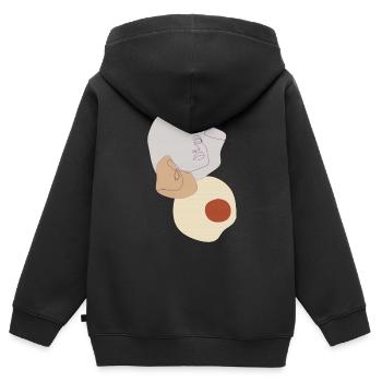 portrait stylisé de femme - Sweat Premium à capuche zippé enfant bio - noir - Dos - AI Model Kid Male (0cm)