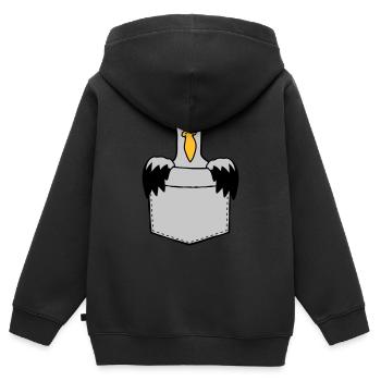 Brusttasche Möwe Unterwegs mitnehmen - Kinder Premium Organic Zip Hoodie - Schwarz - Hinten - AI Model Kid Male (0cm)