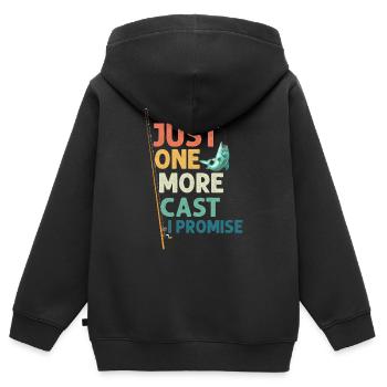 Juste un casting de plus que je promets pêcheur pêcheur - Sweat Premium à capuche zippé enfant bio - noir - Dos - AI Model Kid Male (0cm)