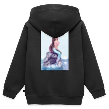 Meerjungfrau - Kinder Premium Organic Zip Hoodie - Schwarz - Hinten - AI Model Kid Male (0cm)