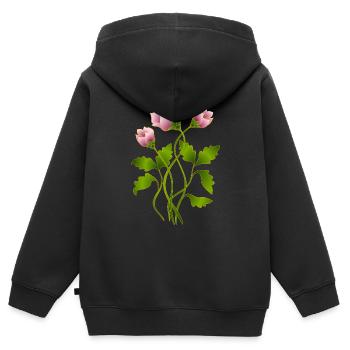 Fleur - Sweat Premium à capuche zippé enfant bio - noir - Dos - AI Model Kid Male (0cm)