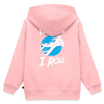 This is How I Roll Airline Flying - Kinder Premium Organic Zip Hoodie - Rosa - Hinten - AI Model Kid Female (0cm)