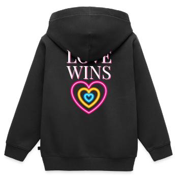 L’AMOUR GAGNE - Sweat Premium à capuche zippé enfant bio - noir - Dos - AI Model Kid Male (0cm)