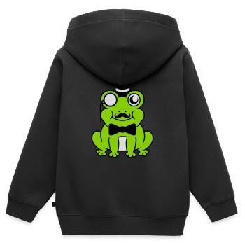 Sir Frog Gentlemen Cylindre - Sweat Premium à capuche zippé enfant bio - noir - Dos - AI Model Kid Male (0cm)
