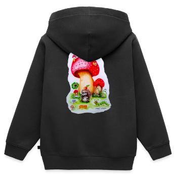 Fairy Tale Mushroom - Kids Premium Organic Zip-up Hoodie - black - Back - AI Model Kid Male (0cm)