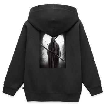 Halloween Death Reaper Sensenmann Schnitter - Kinder Premium Organic Zip Hoodie - Schwarz - Hinten - AI Model Kid Male (0cm)
