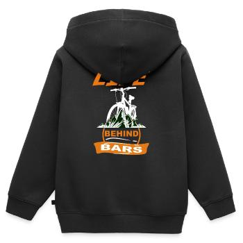 Fahrrad Life behind Bars - Kinder Premium Organic Zip Hoodie - Schwarz - Hinten - AI Model Kid Male (0cm)