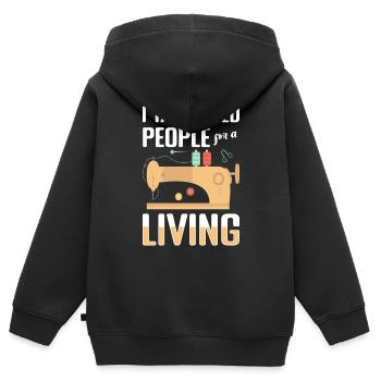 Nähen Nadel Anzug Nähmaschine - Kinder Premium Organic Zip Hoodie - Schwarz - Hinten - AI Model Kid Male (0cm)