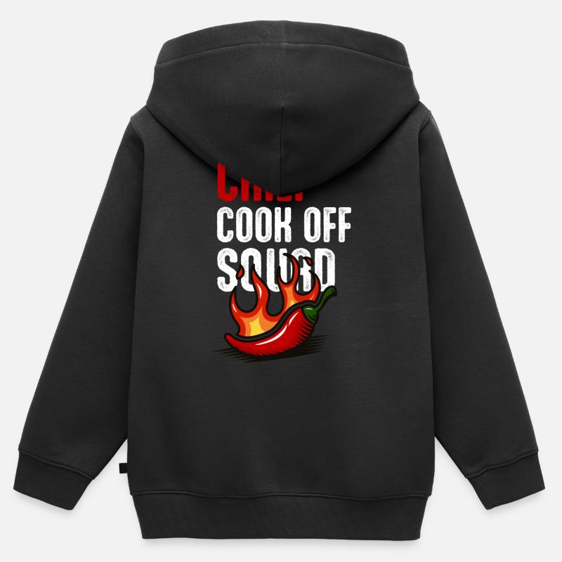 Chili Cook Off Squad Koch BBQ Griller Sauce piquante - Sweat Premium à capuche zippé enfant bio - noir