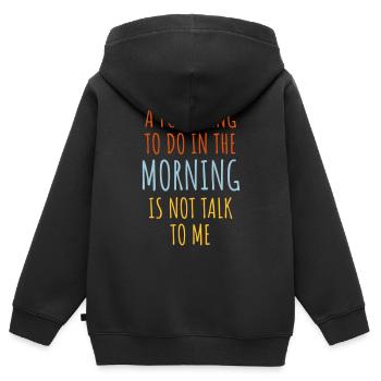 ne me parle pas - Sweat Premium à capuche zippé enfant bio - noir - Dos - AI Model Kid Male (0cm)