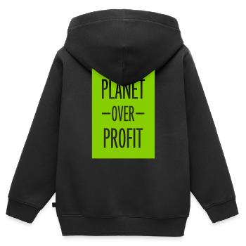 Planète sur le devis de profit - Sweat Premium à capuche zippé enfant bio - noir - Dos - AI Model Kid Male (0cm)