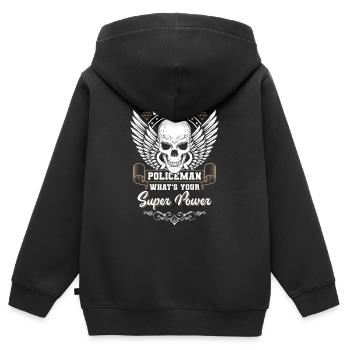 Cop Handschellen - Kinder Premium Organic Zip Hoodie - Schwarz - Hinten - AI Model Kid Male (0cm)