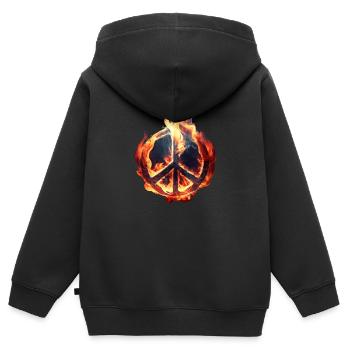 La flamme apporte la paix - Sweat Premium à capuche zippé enfant bio - noir - Dos - AI Model Kid Male (0cm)
