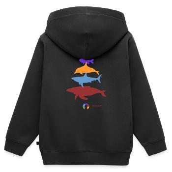 Pyramide ANIMALs Ozean - Kinder Premium Organic Zip Hoodie - Schwarz - Hinten - AI Model Kid Male (0cm)