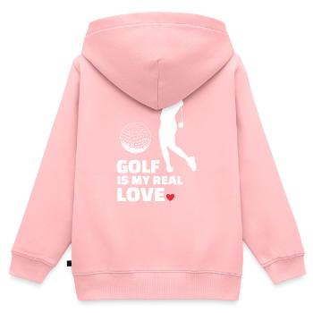 Ich Liebe Golf - Kinder Premium Organic Zip Hoodie - Rosa - Hinten - AI Model Kid Female (0cm)