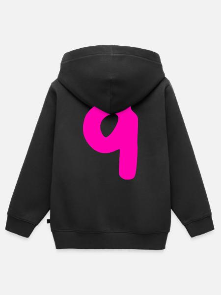 9 years birthday pink - Kids Premium Organic Zip-up Hoodie - black