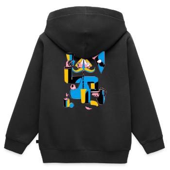 Character ireal - Kids Premium Organic Zip-up Hoodie - black - Back - AI Model Kid Male (0cm)