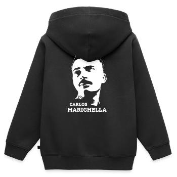 Carlos Marighella - Kinder Premium Organic Zip Hoodie - Schwarz - Hinten - AI Model Kid Male (0cm)