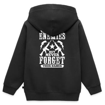 FORGIVE YOUR ENEMIES BUT NEVER FORGET THEIR NAMES - Kids Premium Organic Zip-up Hoodie - black - Back - AI Model Kid Male (0cm)