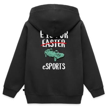 E steht für eSports - Lustige Ostern - Kinder Premium Organic Zip Hoodie - Schwarz - Hinten - AI Model Kid Male (0cm)